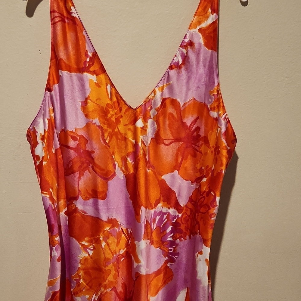 ❤️ N NATORI FLORAL SATIN SLIP DRESS, SMALL - Picture 7 of 11